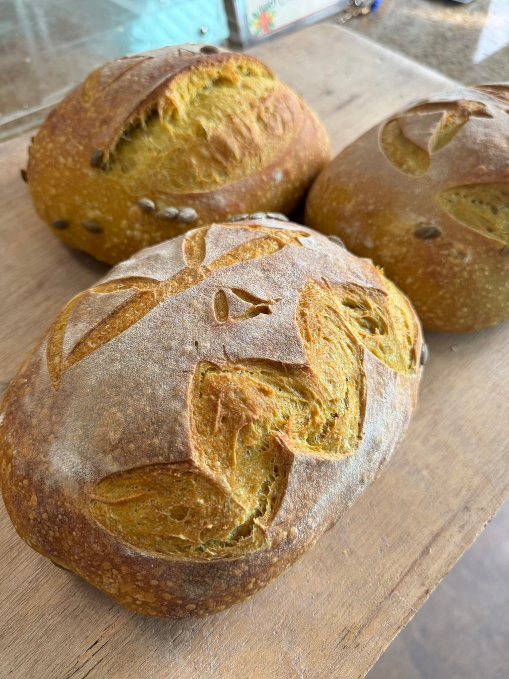 Pumpkin-shaped sourdough loaves